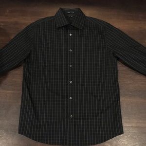 Theory Black Check Stretch shirt